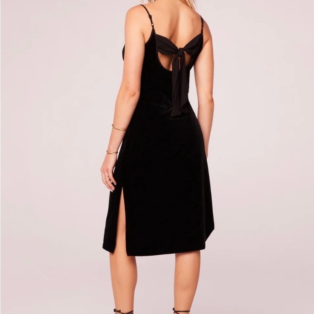 NEW Band of the Free Velvet Girl Crush Midi Dress Black Ribbon Tie Back M - Picture 3 of 9